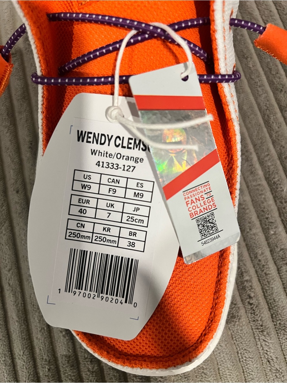 Hey Dude Women's White Canvas Slip-Ons with Orange Accents - Picture 4 of 4